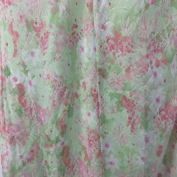 VTG Jody California Women's 9/10 Floral Green Midi Dress Cap Sleeves Lace Trim - Picture 14 of 16